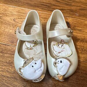 Mini Melissa Cream  Beauty and the Beast Kids Shoes